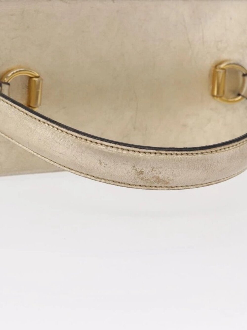 Salvatore Ferragamo Gancini Hand Bag Leather Gold Auth BA10111 - Picture 8 of 13
